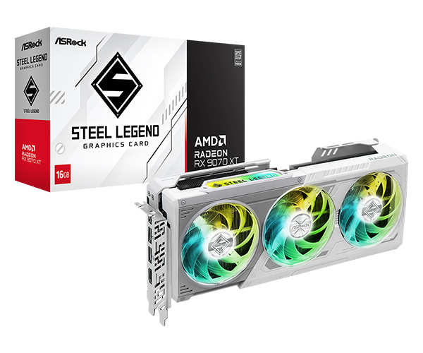 ASRock AMD Radeon RX 9070 XT Steel Legend 16GB videokártya - Image 1